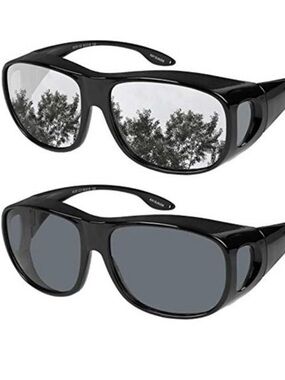 Yogo Fit-Over Polarized Sunglasses in Black Comes With Case